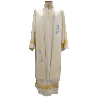 Marian Stole in silk satin with branch of roses embroidery Chorus