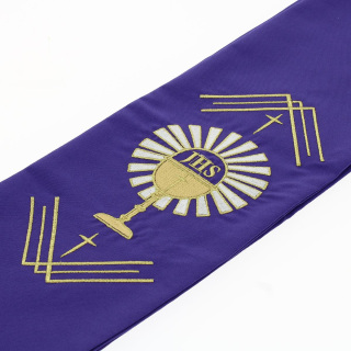 Violet stole with chalice embroidery and halo