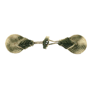 Broche para capa pluvial latón dorado esmalte verde