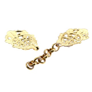 Broche para capa pluvial dorado esmaltado rojo