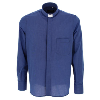 Clergy Shirt Long Sleeve fil à fil Blue