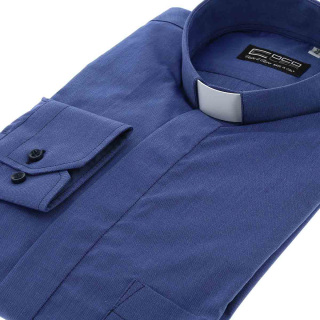 Clergy Shirt Long Sleeve fil à fil Blue