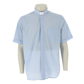Light Blue Clergy Shirt Half Sleeve thread on thread