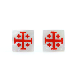 Gemelli da polso in madreperla con Croce Gerusalemme 1,2x1,2 cm