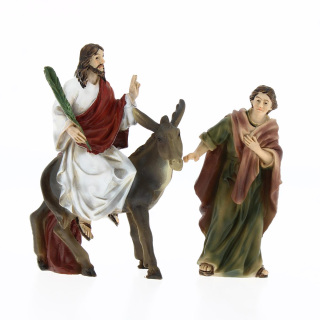 Figure entry of Jesus into Jerusalem Easter nativity scene 9 cm