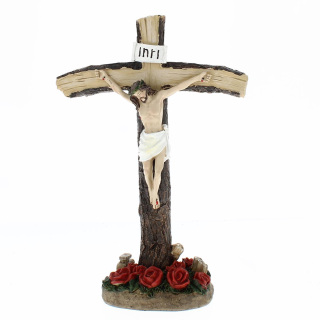 Jesus Crucified in roses Easter Nativity Scene 12 cm