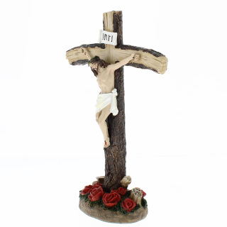 Jesus Crucified in roses Easter Nativity Scene 12 cm