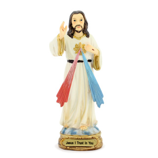Statua Gesù Misericordioso in resina colorata 13 cm