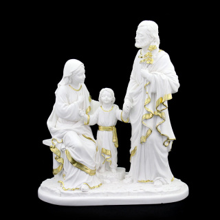 Statua Sacra Famiglia in resina bianca 35 cm