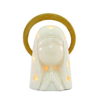 Half bust Virgin in Porcelain with aureole 12.7 cm