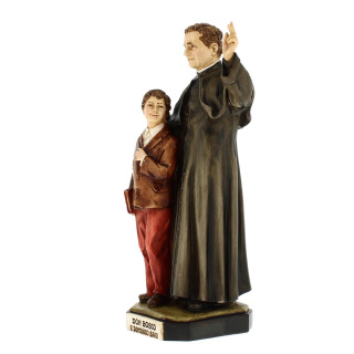 Don Bosco with Dominic Savio statue in colored resin 30 cm