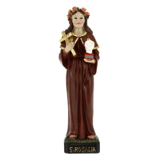 Statua Santa Rosalia resina colorata 21 cm