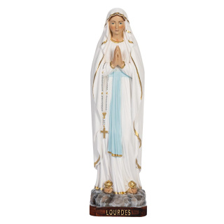 Our Lady of Lourdes painted resin statue 31 cm