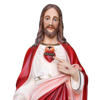 Estatua Sagrado Corazón de Jesús resina pintada 130 cm