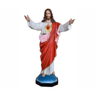 Estatua Sagrado Corazón de Jesús brazos abiertos resina 130 cm