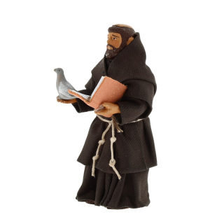 Statue of Saint Francis of Assisi in dressed terracotta 10 cm