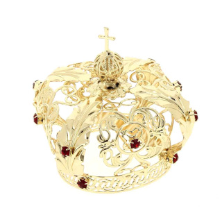Crown for statue gold metal with rhinestones Diameter 8 cm