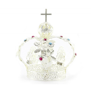 Crown for statue in silver metal with rhinestones Diameter 5 cm