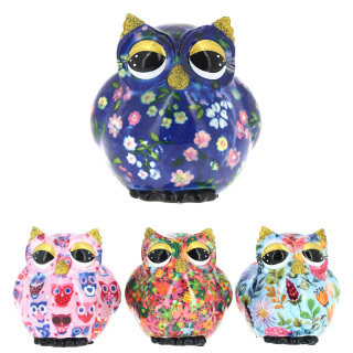 Owl Money Box Olive 12.5 cm Pomme Pidou 