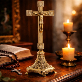 Altar Cross Double-Sided Burnished Brass 54 cm