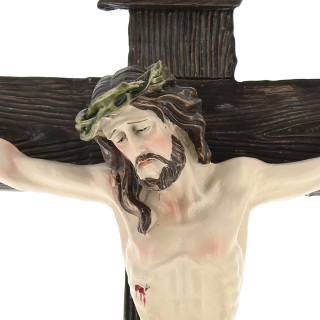 Crucifix with colored resin roses 31 cm