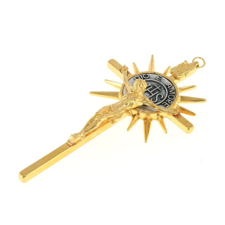God is Love Gold-Coloured Metal Crucifix 6x11 cm