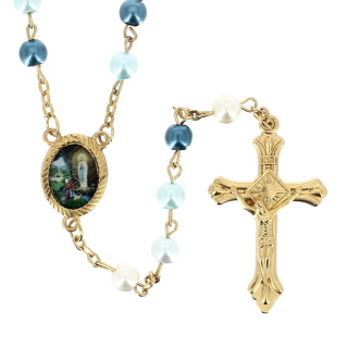 Rosario Virgen de Lourdes con Estuche Cuenta 6 mm