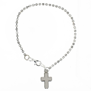 Bracciale con Croce pendente Strass Bianchi