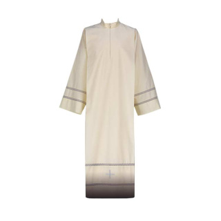 Alba marfil con pliegues mixtos lana cuello cuadrado Gamma