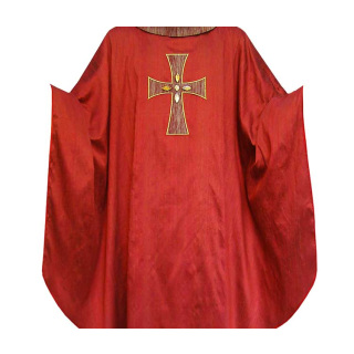 Casulla con inserciones seda con piedras de pura lana