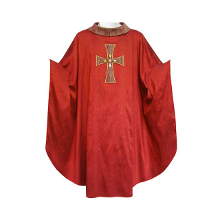 Casulla con inserciones seda con piedras de pura lana