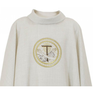 Casulla Franciscana Escudo con cruces cáñamo lino Chorus