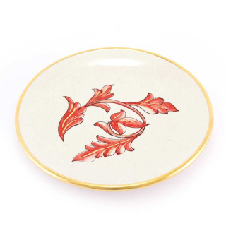 Ceramic Paten red decoration Diameter 16 cm