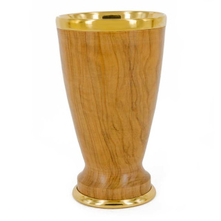 Olive Wood Chalice Metal Cup 15 cm