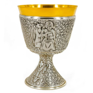 Calice Quattro Evangelisti cesellato a mano 15,5 cm