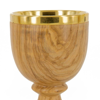 Olive wood Chalice metal cup16 cm