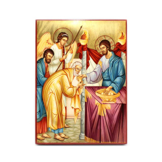 Icono de la Eucaristía pintado a mano 30x22 cm