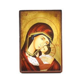 Icono Virgen con Niño pintado 30x22 cm