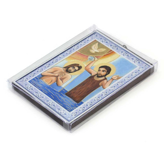 Icon Baptism of Christ print on wood 10x15 cm
