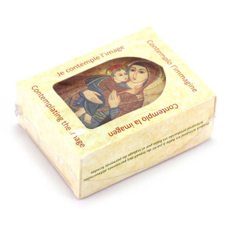 Cuadro Virgen con Niño madera cúpula 5,5x7,5 cm