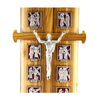 Crucifijo Vía Crucis madera de olivo 35 cm
