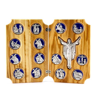 Díptico Vía Crucis de madera de olivo 22,5x17 cm