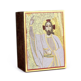 Cuadro de madera Jesús resucitado rectangular 5,5x7,5 cm