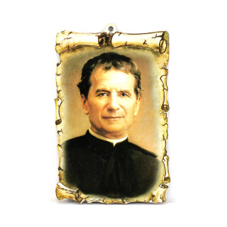 Cuadro pergamino Don Bosco 15x10 cm