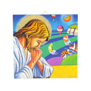 Image Praying Jesus 15x15 cm Stefano Calisti