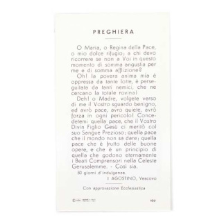 Imagen de Virgen Regina Pacis con oración 6x11 cm 100 uds.