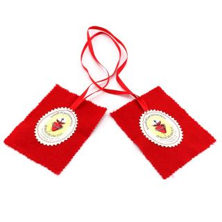 Scapolare Sacro Cuore in stoffa 9x13 cm conf. 12 pezzi