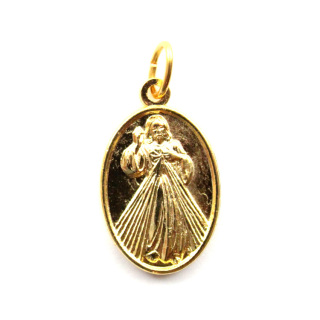 Medalla Jesús Misericordioso y Medjugorje dorada 2,2x1,6 cm