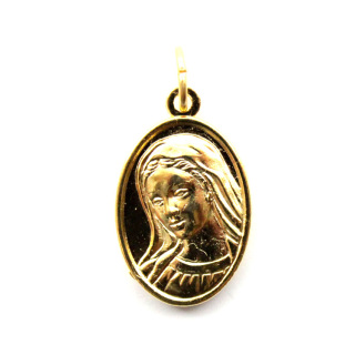 Medalla Jesús Misericordioso y Medjugorje dorada 2,2x1,6 cm