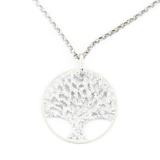 Collana argento Albero della vita con strass Diametro 24 mm